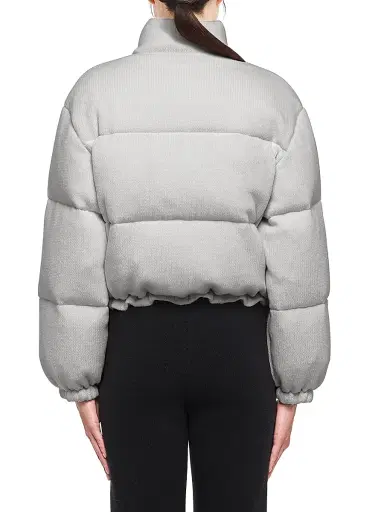 Prada Women's Boxy Wool And Cashmere Knit Puffer Jacket - Grey | Thumbnail 4 Prada Women's Boxy Wool And Cashmere Knit Puffer Jacket - Grey | Thumbnail 4