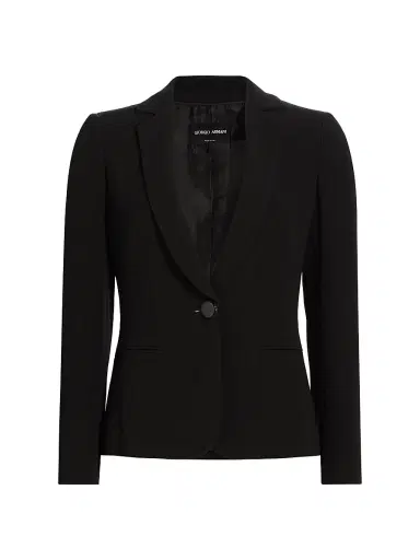Giorgio Armani Women's Silk One-Button Blazer - Black - Size 14 | Thumbnail 1 Giorgio Armani Women's Silk One-Button Blazer - Black - Size 14 | Thumbnail 1