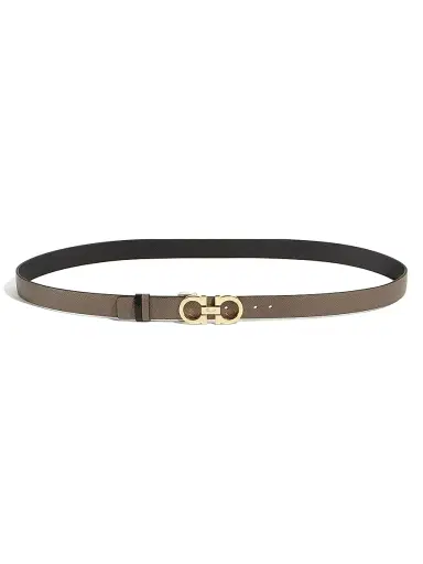 FERRAGAMO Women's Gancini Adjustable Cut-to-Size Reversible Hammered Leather Belt - Caraway Se | Thumbnail 1 FERRAGAMO Women's Gancini Adjustable Cut-to-Size Reversible Hammered Leather Belt - Caraway Se | Thumbnail 1