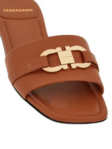 FERRAGAMO Women's Leah Leather Gancini Sandals - Tan | Thumbnail 4 FERRAGAMO Women's Leah Leather Gancini Sandals - Tan | Thumbnail 4
