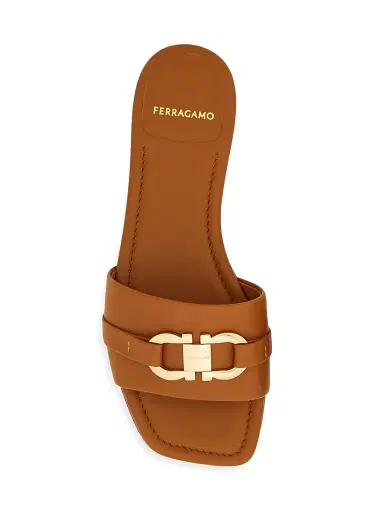 FERRAGAMO Women's Leah Leather Gancini Sandals - Tan | Thumbnail 5 FERRAGAMO Women's Leah Leather Gancini Sandals - Tan | Thumbnail 5