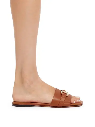 FERRAGAMO Women's Leah Leather Gancini Sandals - Tan | Thumbnail 6 FERRAGAMO Women's Leah Leather Gancini Sandals - Tan | Thumbnail 6