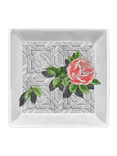 Fornasetti Flower Porcelain Square Plate | Thumbnail 1 Fornasetti Flower Porcelain Square Plate | Thumbnail 1