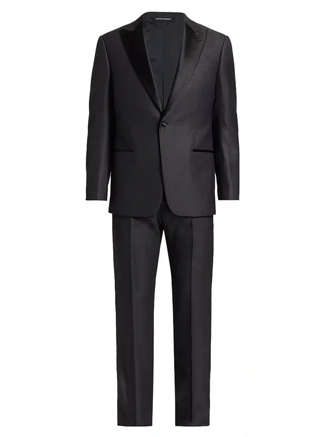 Men's Textured Wool-Silk Tuxedo - Grey Men's Textured Wool-Silk Tuxedo - Grey