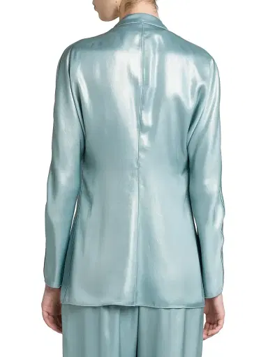 Giorgio Armani Women's Laminated Satin Relaxed Blazer - Silver Cloud - Size 4 | Thumbnail 5 Giorgio Armani Women's Laminated Satin Relaxed Blazer - Silver Cloud - Size 4 | Thumbnail 5