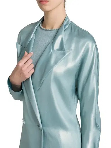 Giorgio Armani Women's Laminated Satin Relaxed Blazer - Silver Cloud - Size 4 | Thumbnail 6 Giorgio Armani Women's Laminated Satin Relaxed Blazer - Silver Cloud - Size 4 | Thumbnail 6