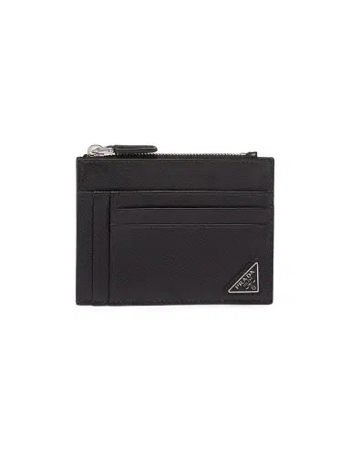 Prada Men's Saffiano Leather Card Holder - Black | Thumbnail 1 Prada Men's Saffiano Leather Card Holder - Black | Thumbnail 1