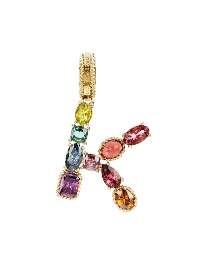 Women's Rainbow Alphabet 18K Yellow Gold & Multi Gemstone Initial Charm - K Women's Rainbow Alphabet 18K Yellow Gold & Multi Gemstone Initial Charm - K