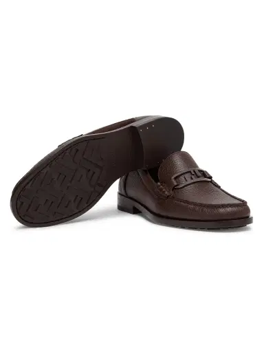 Fendi Men's O'Lock Leather Loafers - Dark Brown | Thumbnail 4 Fendi Men's O'Lock Leather Loafers - Dark Brown | Thumbnail 4