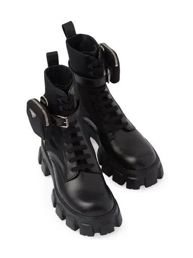 Prada Men's Monolith Brushed Leather and Re-Nylon Boots with Pouch - Black - Size 8.5 | Thumbnail 2 Prada Men's Monolith Brushed Leather and Re-Nylon Boots with Pouch - Black - Size 8.5 | Thumbnail 2