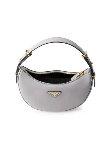 Prada Women's Arqué Leather Shoulder Bag - Grey | Thumbnail 4 Prada Women's Arqué Leather Shoulder Bag - Grey | Thumbnail 4