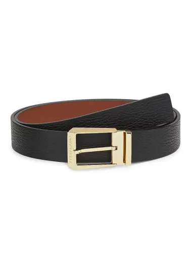 FERRAGAMO Men's Cut-to-Size Double Adjustable Leather Belt - New Cognac Nero | Thumbnail 2 FERRAGAMO Men's Cut-to-Size Double Adjustable Leather Belt - New Cognac Nero | Thumbnail 2