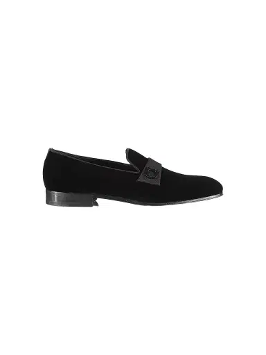 Ferragamo Men's Velvet Gancio Loafers | Thumbnail 1 Ferragamo Men's Velvet Gancio Loafers | Thumbnail 1