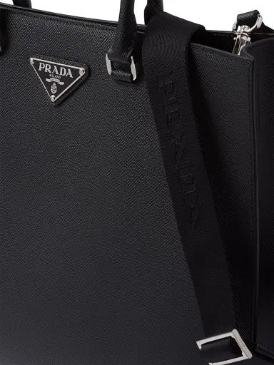 Prada Men's Saffiano Leather Tote Bag - Black | Thumbnail 6 Prada Men's Saffiano Leather Tote Bag - Black | Thumbnail 6