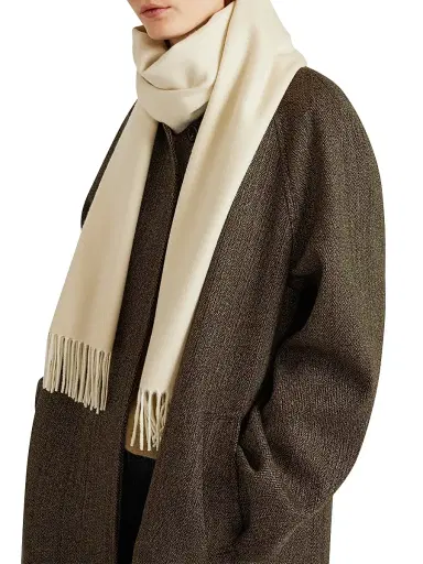 Loro Piana Women's Cashmere Fringe Scarf - Shea Butter Hazelnut | Thumbnail 2 Loro Piana Women's Cashmere Fringe Scarf - Shea Butter Hazelnut | Thumbnail 2