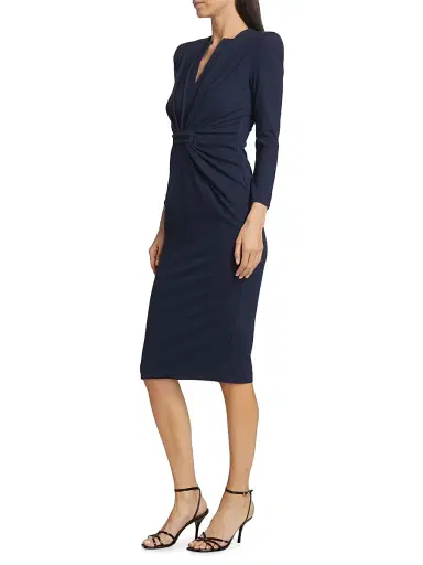 Giorgio Armani Women's Tab-Front Jersey Sheath Dress - Navy - Size 4 | Thumbnail 3 Giorgio Armani Women's Tab-Front Jersey Sheath Dress - Navy - Size 4 | Thumbnail 3