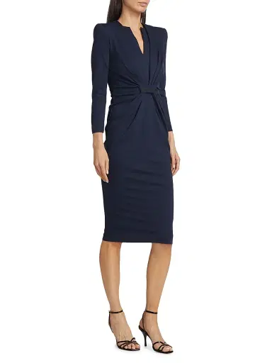 Giorgio Armani Women's Tab-Front Jersey Sheath Dress - Navy - Size 4 | Thumbnail 4 Giorgio Armani Women's Tab-Front Jersey Sheath Dress - Navy - Size 4 | Thumbnail 4