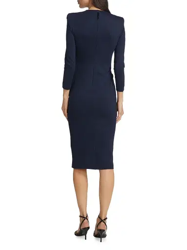 Giorgio Armani Women's Tab-Front Jersey Sheath Dress - Navy - Size 4 | Thumbnail 5 Giorgio Armani Women's Tab-Front Jersey Sheath Dress - Navy - Size 4 | Thumbnail 5