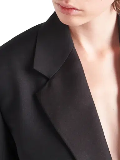 Prada Women's Single-Breasted Kid Mohair Jacket with Feathers - Black | Thumbnail 5 Prada Women's Single-Breasted Kid Mohair Jacket with Feathers - Black | Thumbnail 5