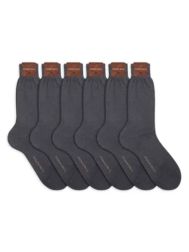 Stefano Ricci Men's 6-Pack Solid Cotton Socks | Thumbnail 1 Stefano Ricci Men's 6-Pack Solid Cotton Socks | Thumbnail 1