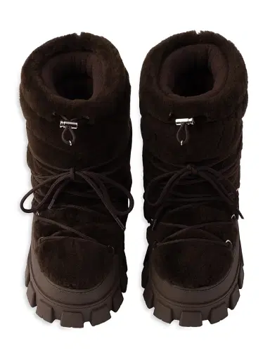 Prada Women's Shearling Après Ski Booties - Dark Brown | Thumbnail 2 Prada Women's Shearling Après Ski Booties - Dark Brown | Thumbnail 2