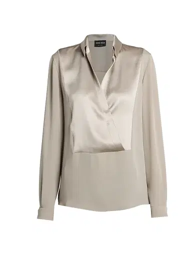 Giorgio Armani Women's Silk Paneled Blouse - Dunes | Thumbnail 1 Giorgio Armani Women's Silk Paneled Blouse - Dunes | Thumbnail 1