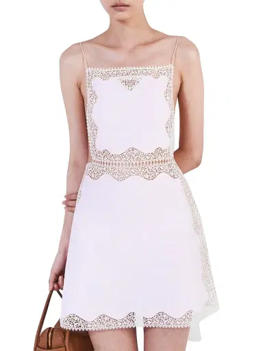 Prada Women's Linen Mini-Dress - Pink | Thumbnail 4 Prada Women's Linen Mini-Dress - Pink | Thumbnail 4