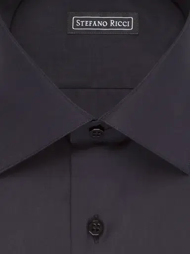 Stefano Ricci Men's Handmade Cotton Dress Shirt - Black | Thumbnail 2 Stefano Ricci Men's Handmade Cotton Dress Shirt - Black | Thumbnail 2