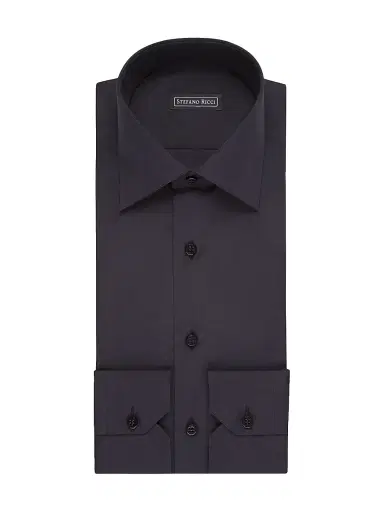 Stefano Ricci Men's Handmade Cotton Dress Shirt - Black | Thumbnail 1 Stefano Ricci Men's Handmade Cotton Dress Shirt - Black | Thumbnail 1