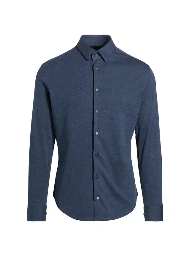 Men's Stretch Slim Button-Up Shirt - Navy Men's Stretch Slim Button-Up Shirt - Navy