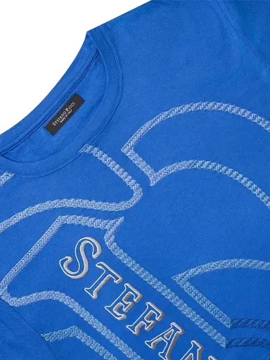 Stefano Ricci Men's Macro Logo Motif T-Shirt - Sailor Blue | Thumbnail 2 Stefano Ricci Men's Macro Logo Motif T-Shirt - Sailor Blue | Thumbnail 2