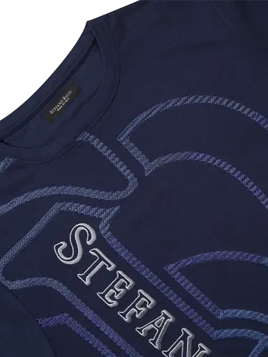 Stefano Ricci Men's Macro Logo Motif T-Shirt - Sailor Blue | Thumbnail 4 Stefano Ricci Men's Macro Logo Motif T-Shirt - Sailor Blue | Thumbnail 4