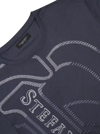 Stefano Ricci Men's Macro Logo Motif T-Shirt - Sailor Blue | Thumbnail 6 Stefano Ricci Men's Macro Logo Motif T-Shirt - Sailor Blue | Thumbnail 6