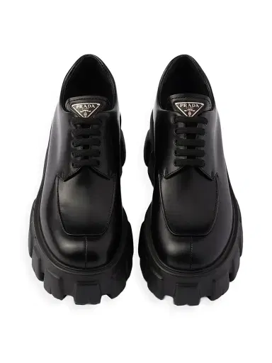 Prada Women's Monolith Brushed Leather Lace-Up Shoes | Thumbnail 3 Prada Women's Monolith Brushed Leather Lace-Up Shoes | Thumbnail 3