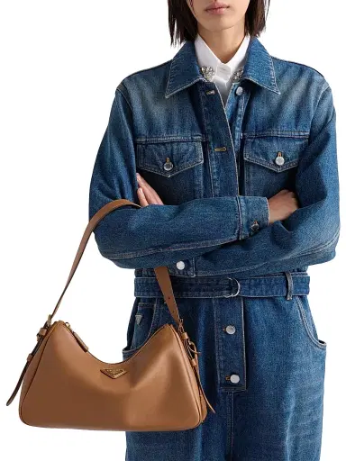 Prada Women's Aimee Medium Leather Shoulder Bag - Brown | Thumbnail 2 Prada Women's Aimee Medium Leather Shoulder Bag - Brown | Thumbnail 2