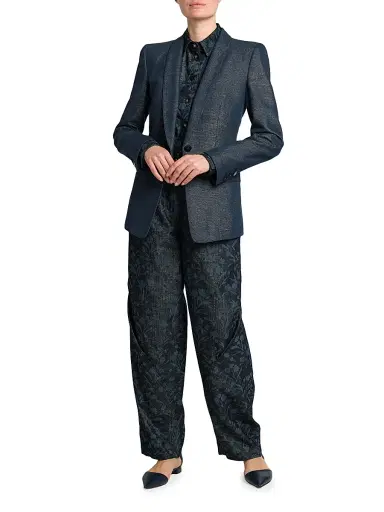 Giorgio Armani Women's Metallic Denim Blazer - Graphite - Size 8 | Thumbnail 2 Giorgio Armani Women's Metallic Denim Blazer - Graphite - Size 8 | Thumbnail 2