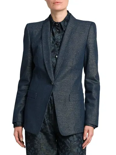 Giorgio Armani Women's Metallic Denim Blazer - Graphite - Size 8 | Thumbnail 3 Giorgio Armani Women's Metallic Denim Blazer - Graphite - Size 8 | Thumbnail 3
