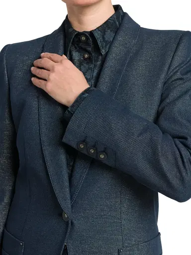 Giorgio Armani Women's Metallic Denim Blazer - Graphite - Size 8 | Thumbnail 6 Giorgio Armani Women's Metallic Denim Blazer - Graphite - Size 8 | Thumbnail 6