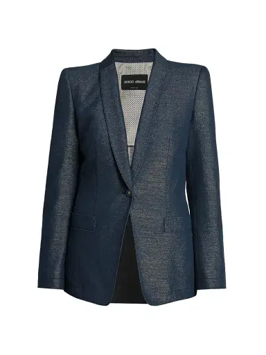 Giorgio Armani Women's Metallic Denim Blazer - Graphite - Size 8 | Thumbnail 1 Giorgio Armani Women's Metallic Denim Blazer - Graphite - Size 8 | Thumbnail 1