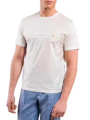 Stefano Ricci Men's T-Shirt - Milk White | Thumbnail 4 Stefano Ricci Men's T-Shirt - Milk White | Thumbnail 4