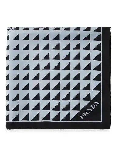 Prada Women's Printed Silk Twill 55CM Square Scarf - Black | Thumbnail 2 Prada Women's Printed Silk Twill 55CM Square Scarf - Black | Thumbnail 2