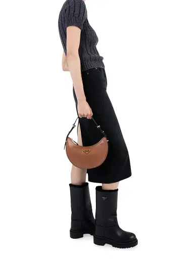 Prada Women's Leather and Shearling Boots - Black | Thumbnail 2 Prada Women's Leather and Shearling Boots - Black | Thumbnail 2