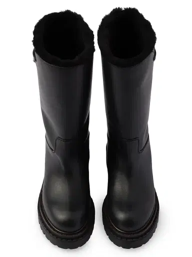 Prada Women's Leather and Shearling Boots - Black | Thumbnail 3 Prada Women's Leather and Shearling Boots - Black | Thumbnail 3