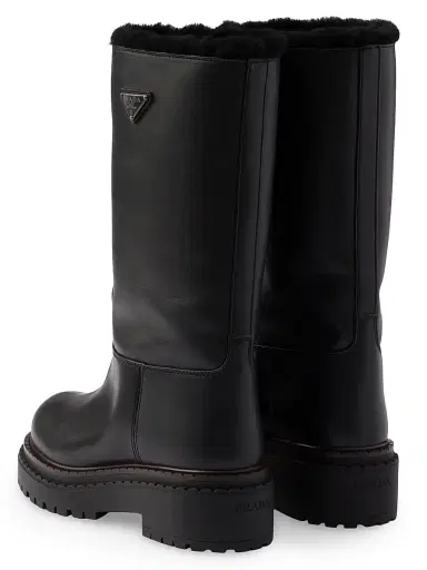 Prada Women's Leather and Shearling Boots - Black | Thumbnail 4 Prada Women's Leather and Shearling Boots - Black | Thumbnail 4
