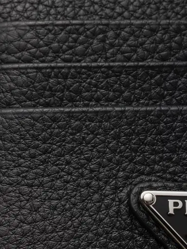Prada Men's Leather Card Holder - Black | Thumbnail 2 Prada Men's Leather Card Holder - Black | Thumbnail 2