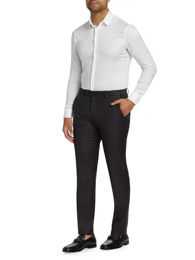 Giorgio Armani Men's Solid Front-Button Shirt - White | Thumbnail 2 Giorgio Armani Men's Solid Front-Button Shirt - White | Thumbnail 2