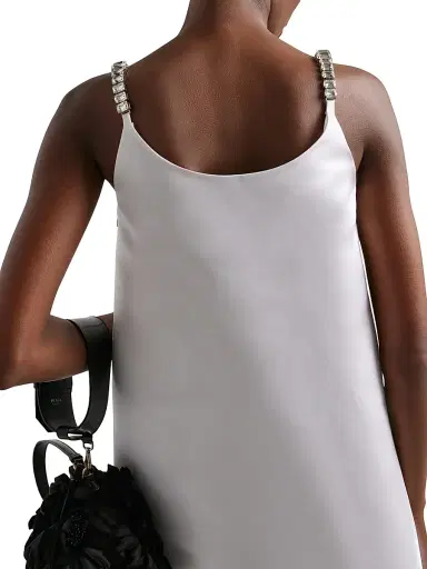 Prada Women's Embroidered Double Satin Mini-Dress - White | Thumbnail 5 Prada Women's Embroidered Double Satin Mini-Dress - White | Thumbnail 5