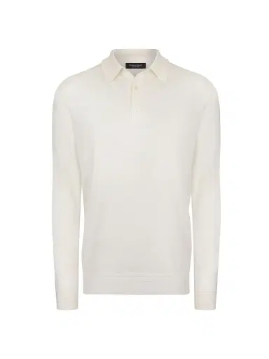 Stefano Ricci Men's Silk Three-Button Polo Shirt - Creme - Size 50 | Thumbnail 1 Stefano Ricci Men's Silk Three-Button Polo Shirt - Creme - Size 50 | Thumbnail 1