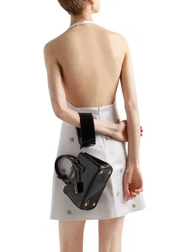 Prada Women's Embroidered Double Satin Mini-Dress - White | Thumbnail 4 Prada Women's Embroidered Double Satin Mini-Dress - White | Thumbnail 4