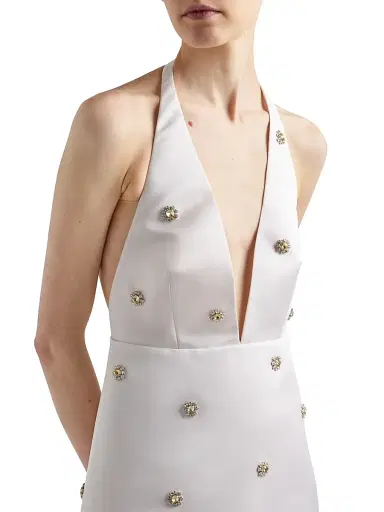 Prada Women's Embroidered Double Satin Mini-Dress - White | Thumbnail 5 Prada Women's Embroidered Double Satin Mini-Dress - White | Thumbnail 5